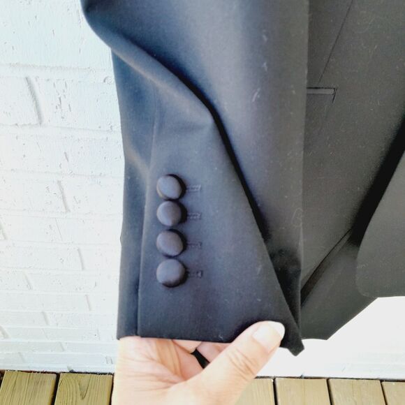 Wedding Tux FELLINI 2 Pc Two Buttons Jacket/Pants Wool Black Sz:44R/… - Picture 3 of 14